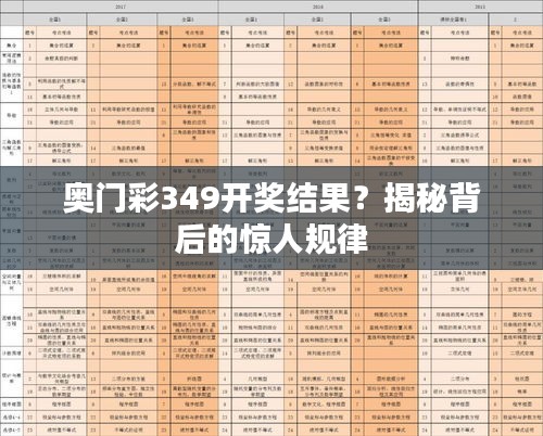 奥门彩349开奖结果？揭秘背后的惊人规律