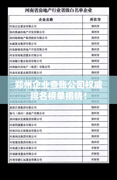 郑州企业查账公司权威排名榜单揭晓！